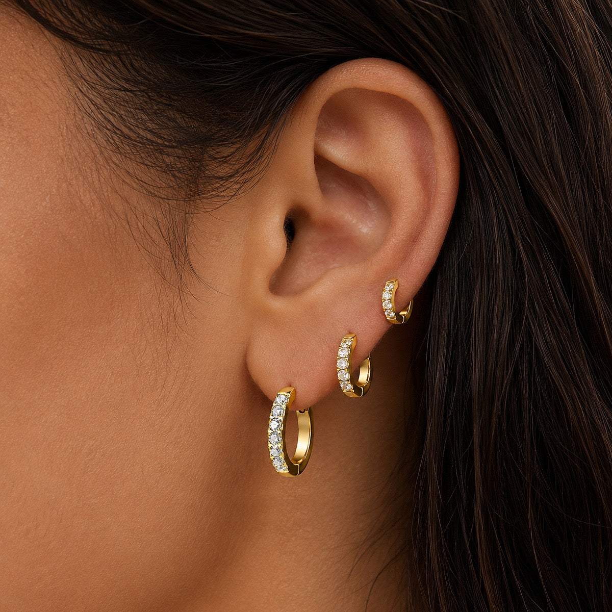Gold-Tone Crystal Hoop Earrings