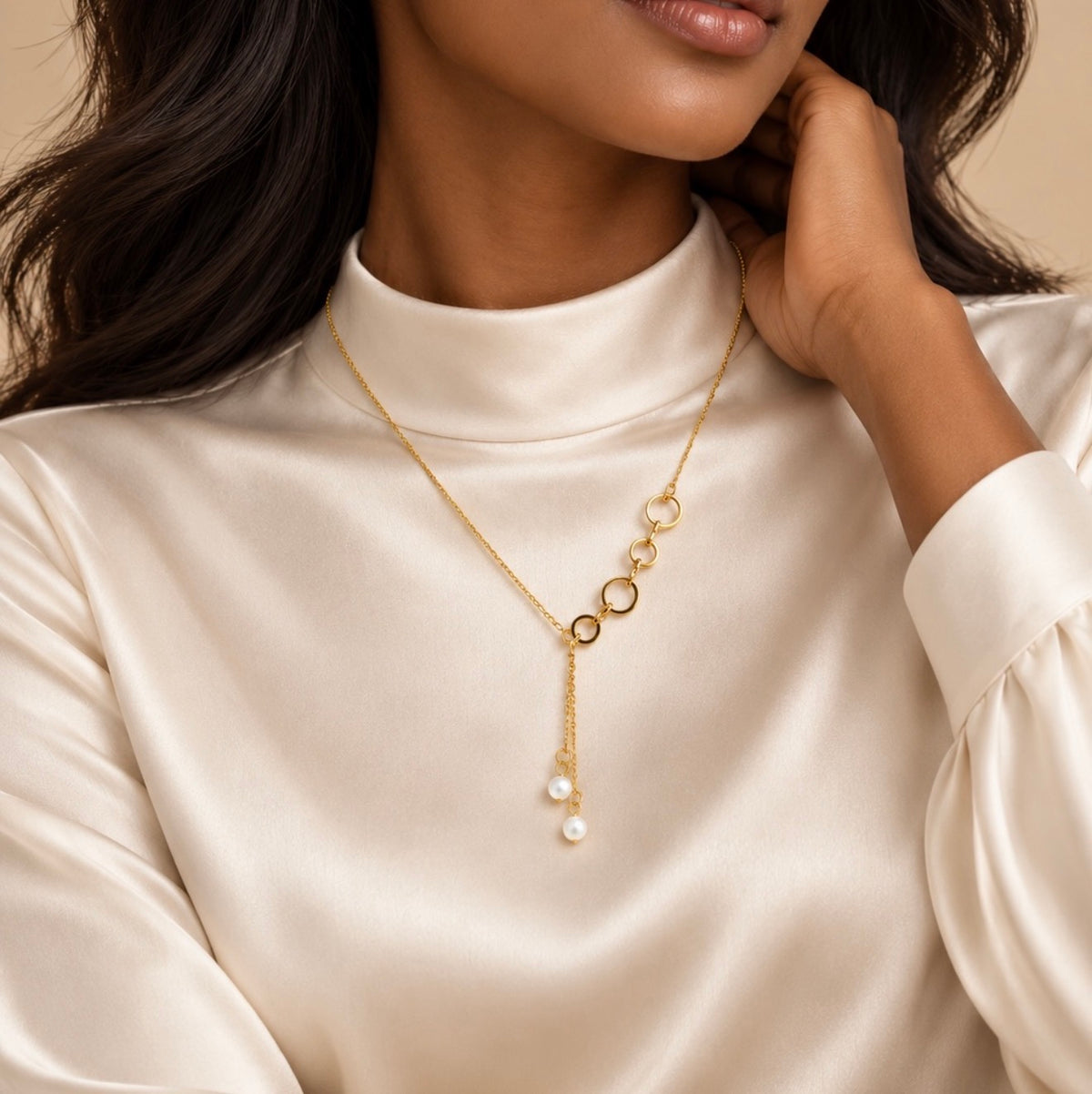 Élan Pearl Drop Lariat Necklace