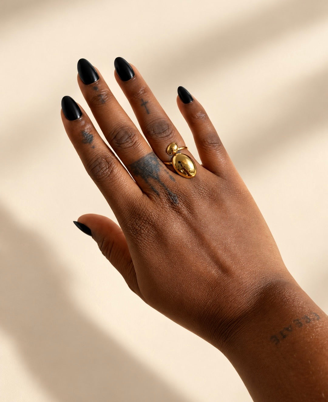 18K Gold Plated Geometric Adjustable Ring