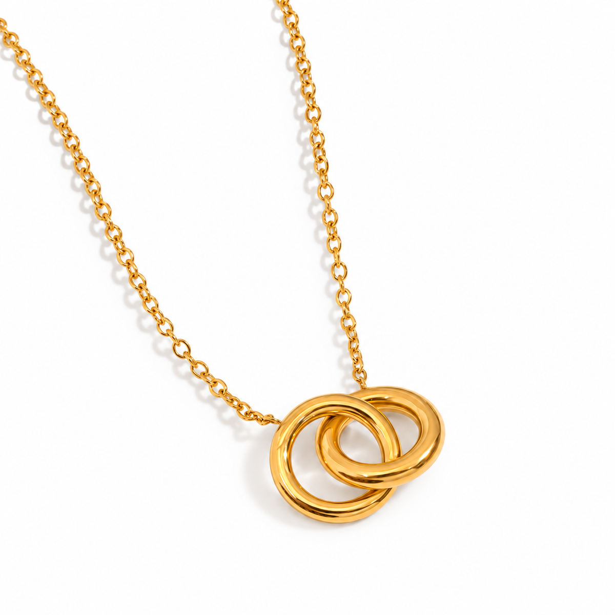 Interlocking Double Circle Pendant Necklace