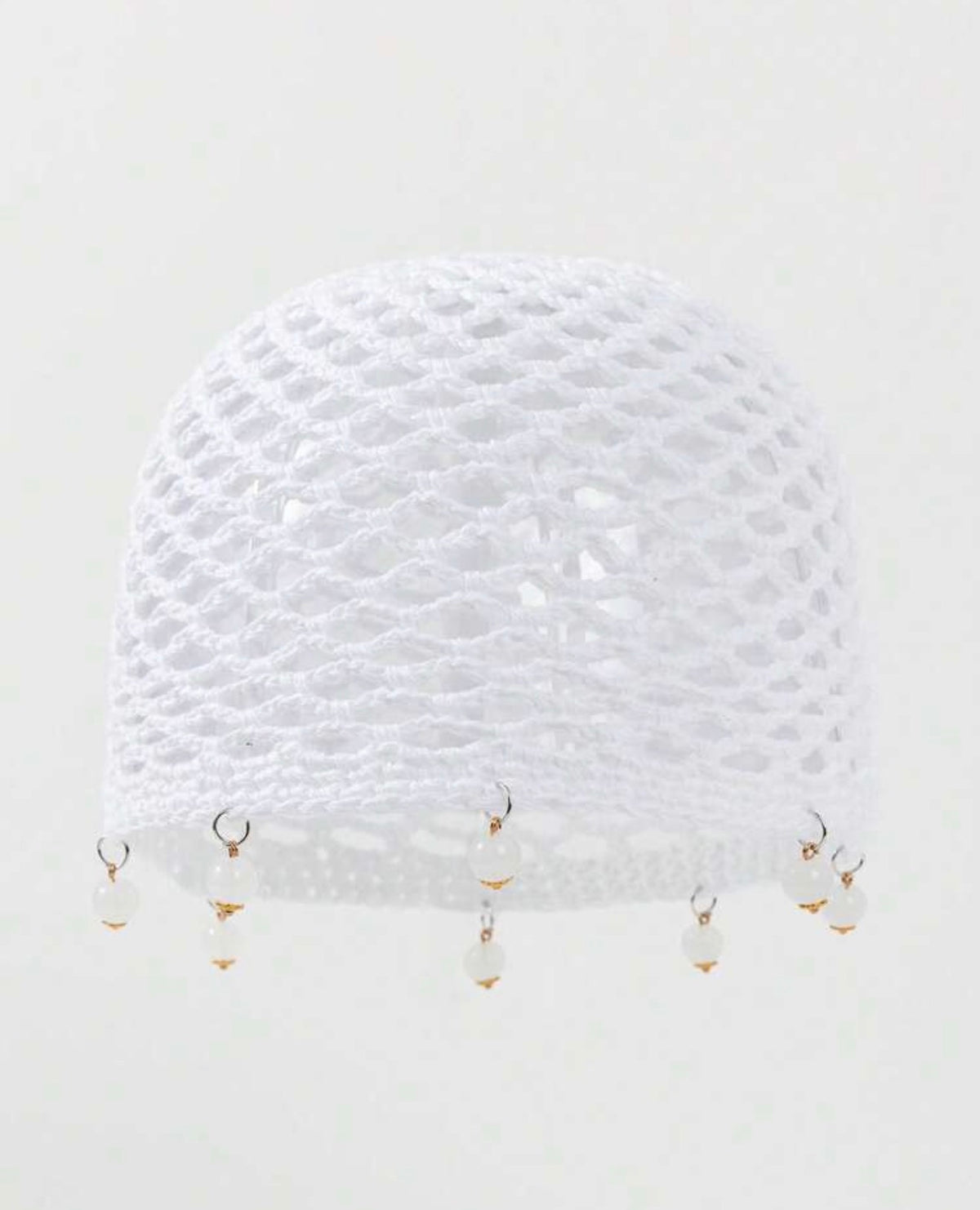 Pearl-Embellished Crochet Bonnet