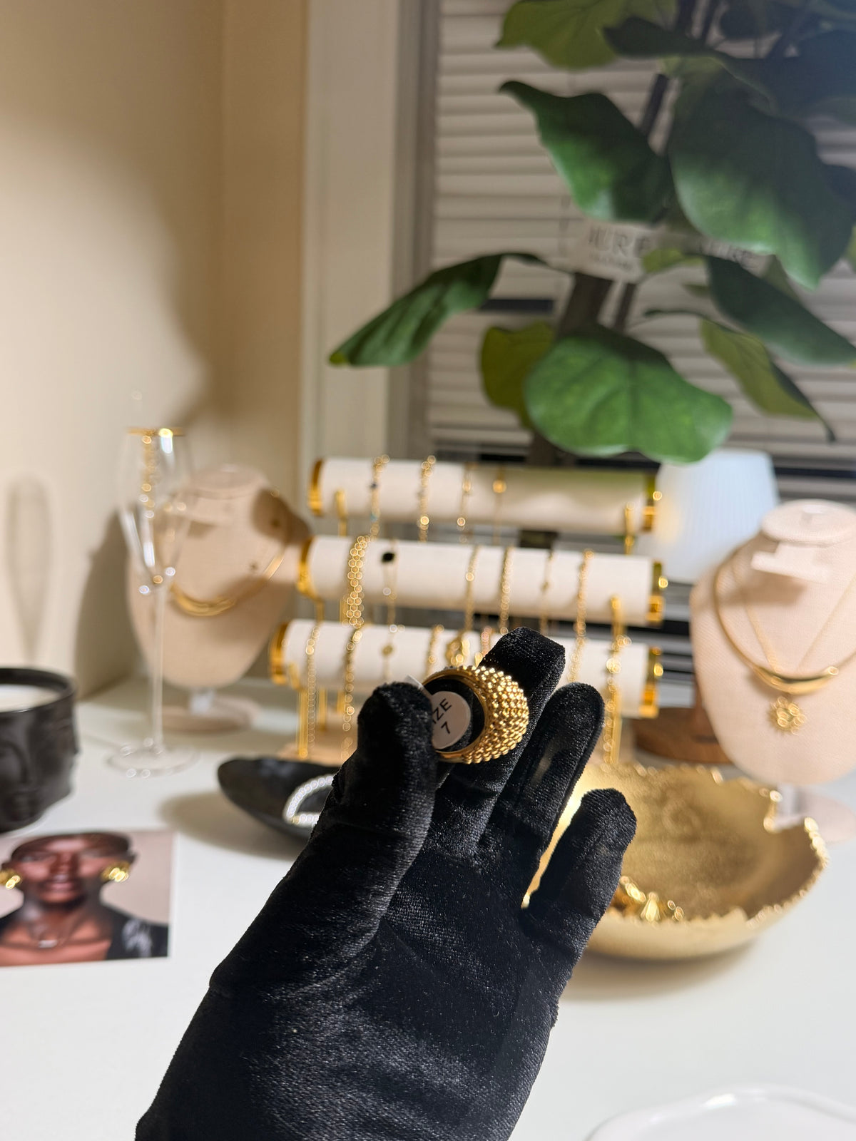 Gold PVD Mesh Ring