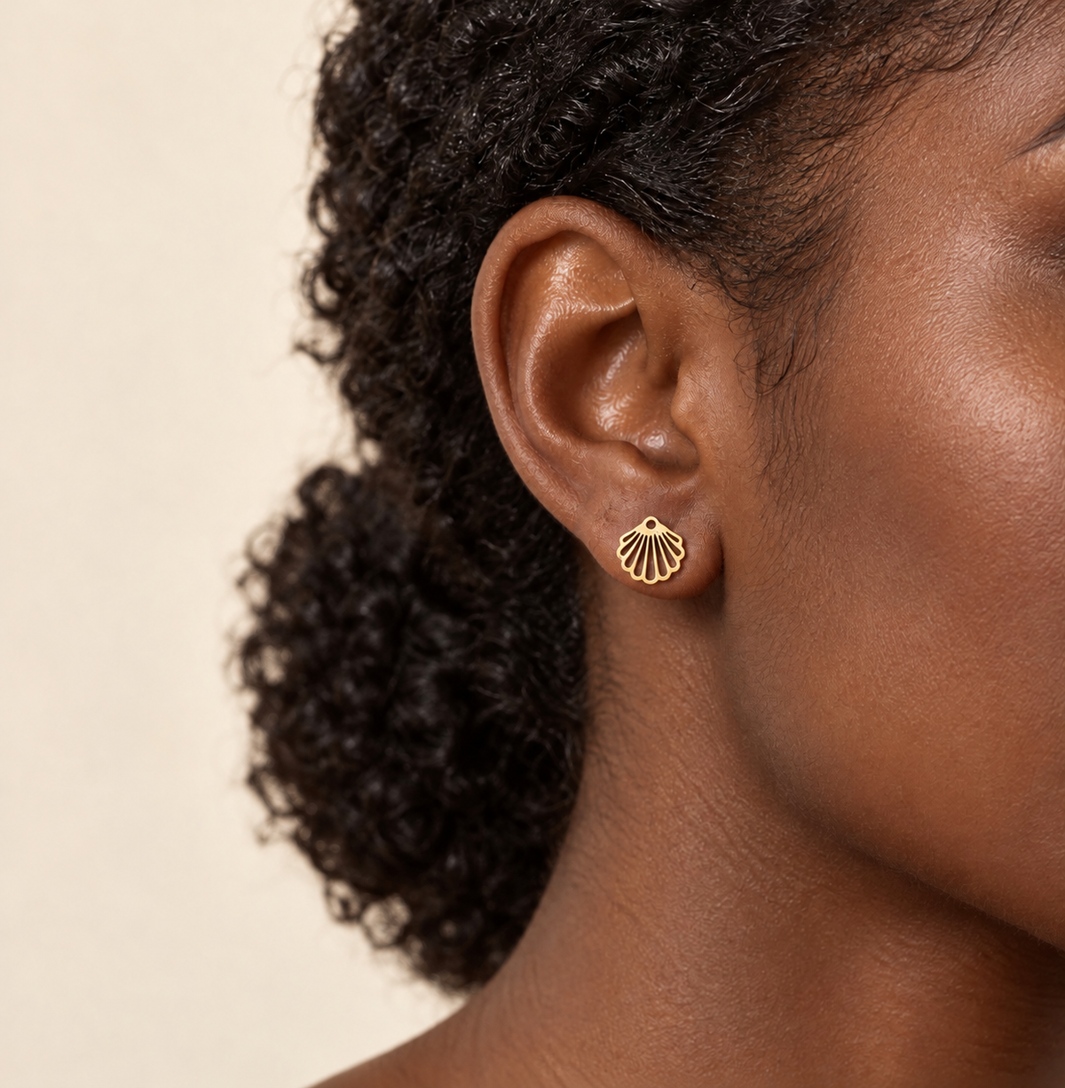 Gold Shell Stud Earrings