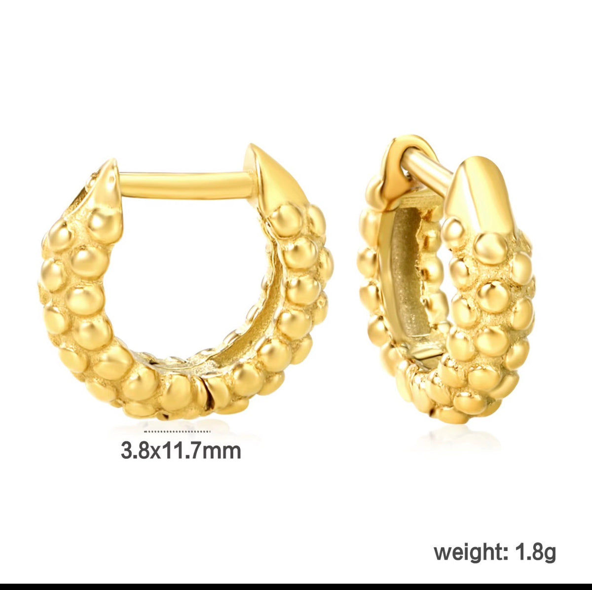 Textured Gold Huggie Hoop Earrings hypoallergenic