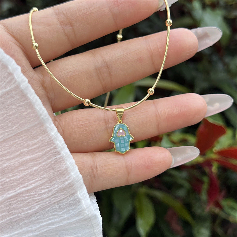 18K Gold-Plated Shell Evil Eye Necklace