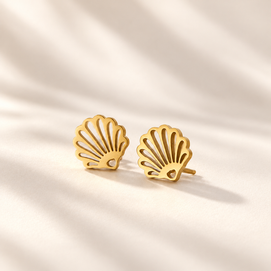 Gold Shell Stud Earrings