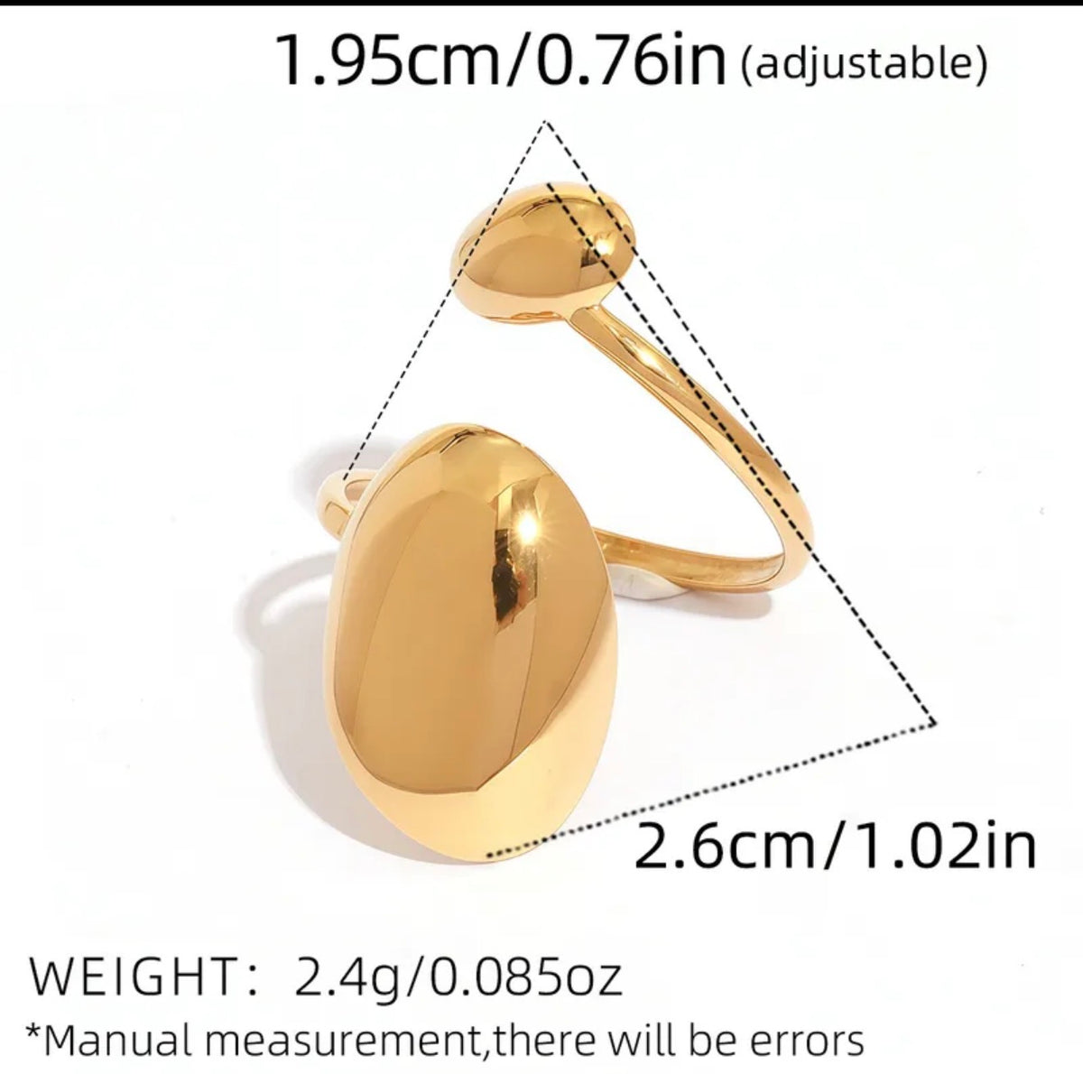 18K Gold Plated Geometric Adjustable Ring