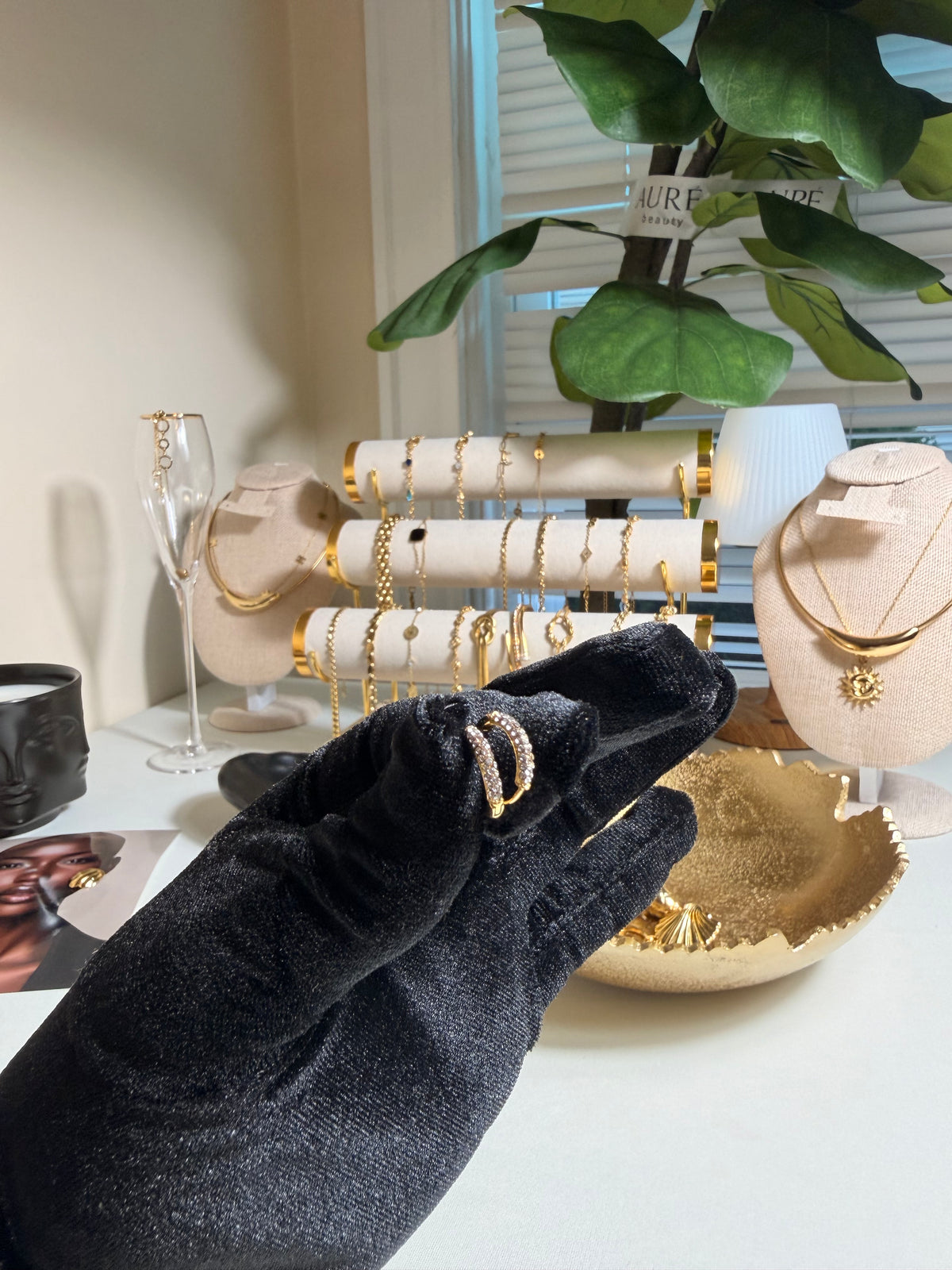 Gold-Tone Crystal Hoop Earrings