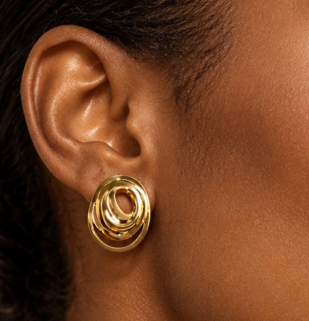 Sculpted Gold Swirl Statement Earrings