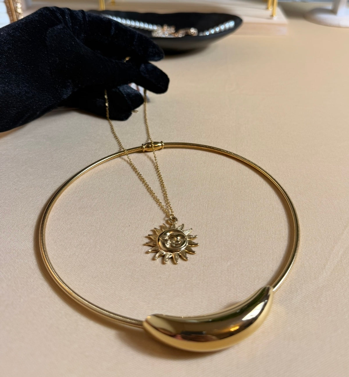 Gold Sun Pendant Necklace for Women – 316L Stainless Steel