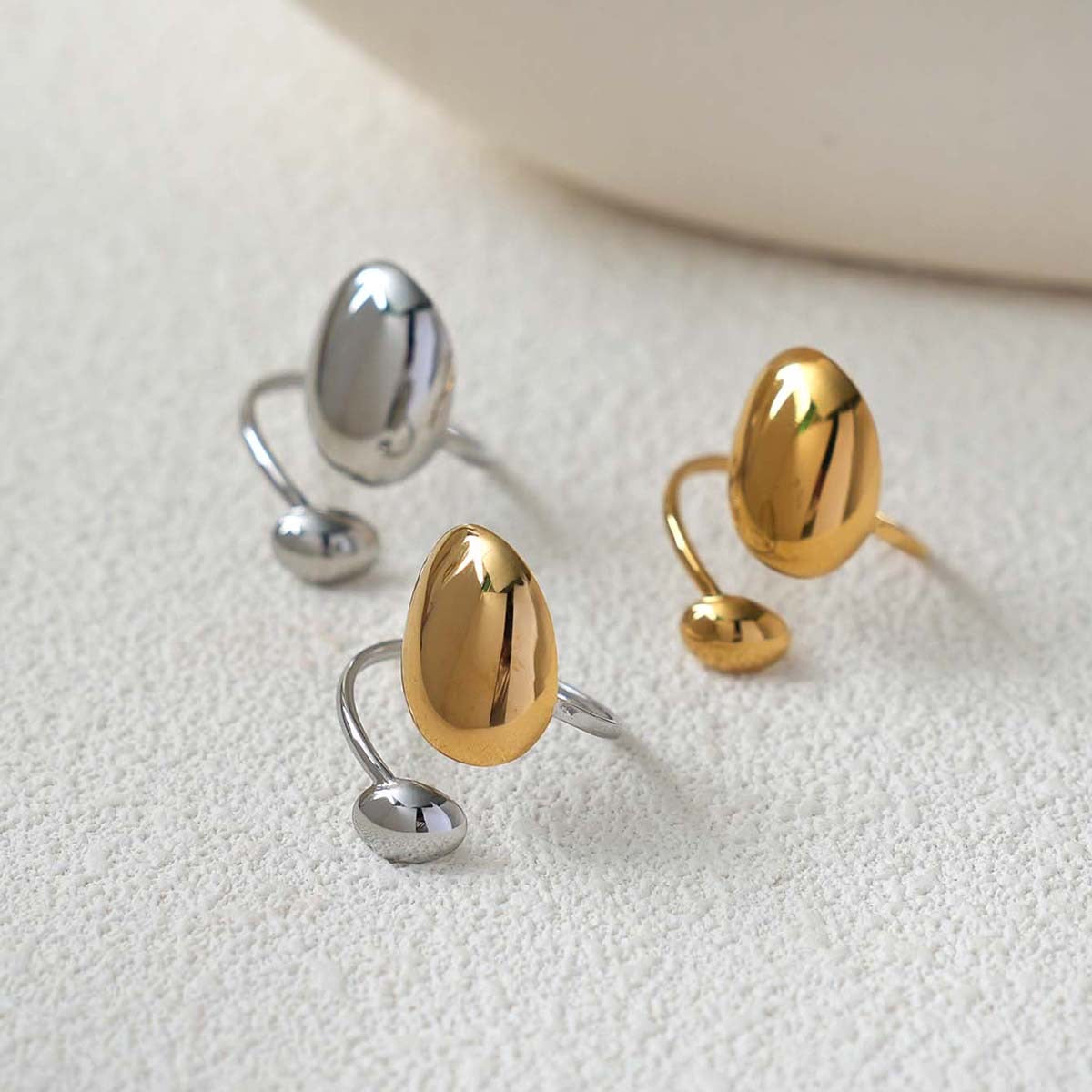 18K Gold Plated Geometric Adjustable Ring
