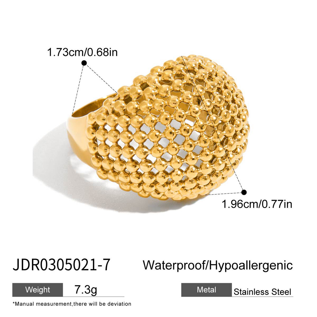 Gold PVD Mesh Ring