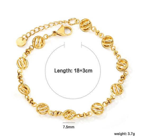 18K Gold PVD Geometric Link Bracelet – 304 Stainless Steel