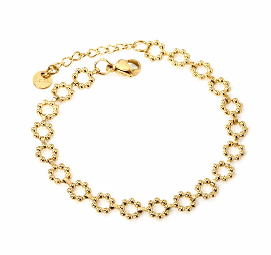 Gold Floral Petal Ring Bracelet