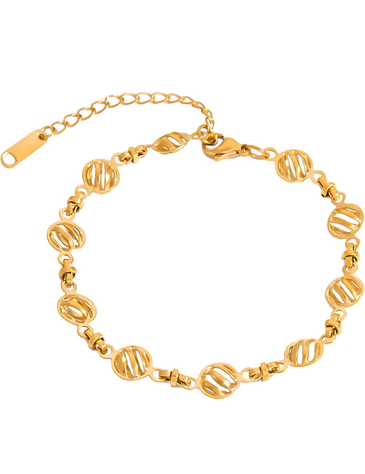 18K Gold PVD Geometric Link Bracelet – 304 Stainless Steel