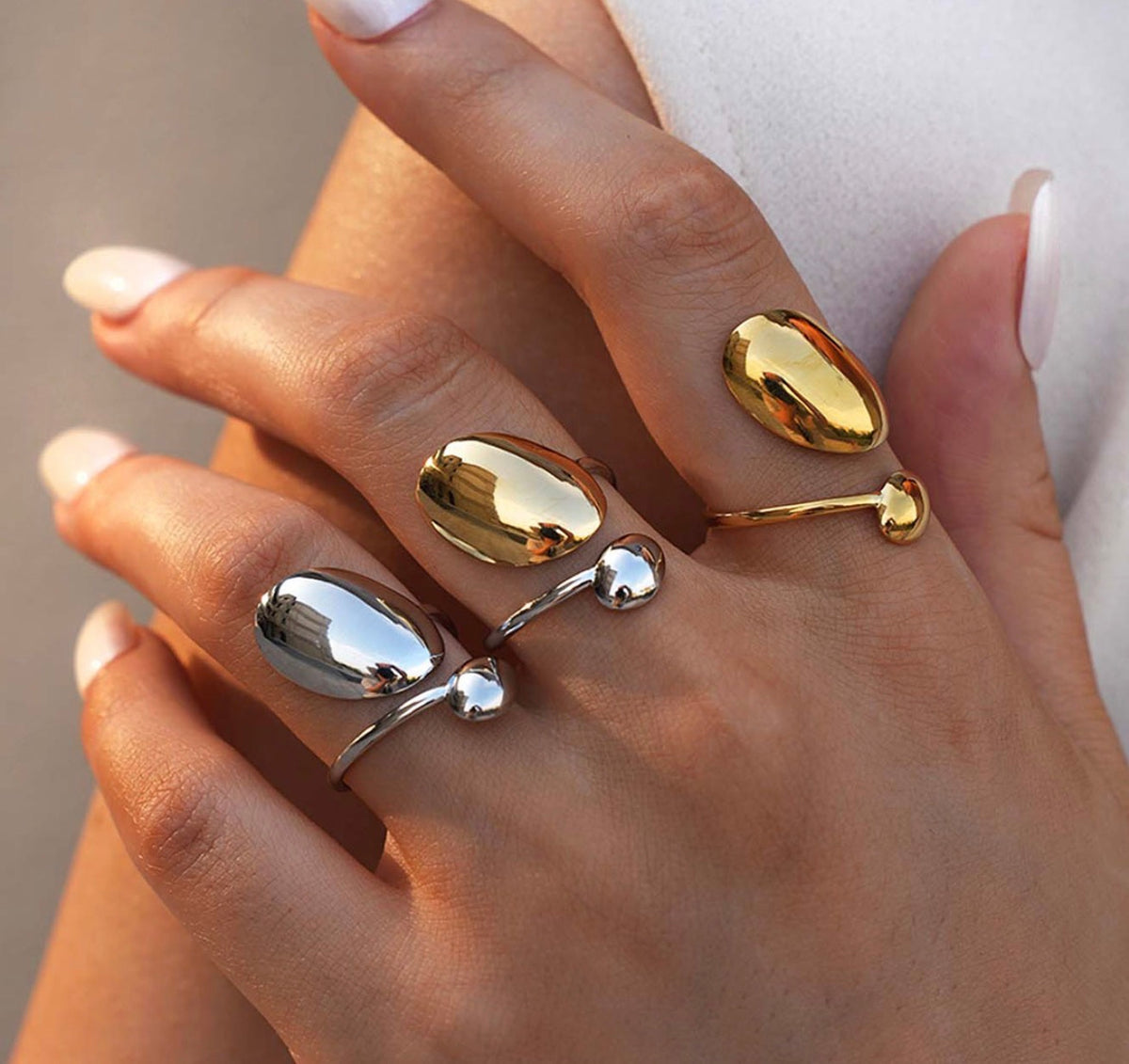 18K Gold Plated Geometric Adjustable Ring