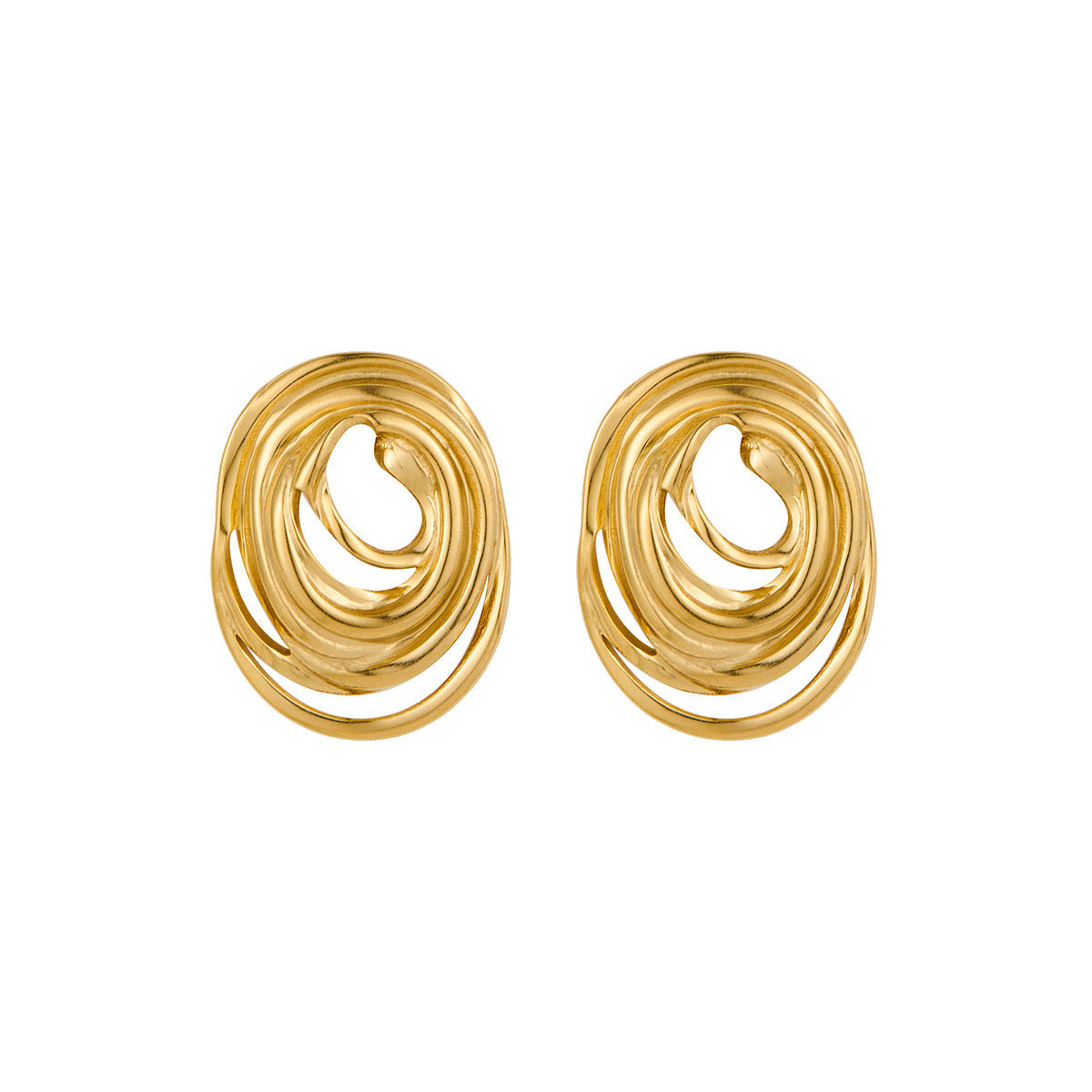 Sculpted Gold Swirl Statement Earrings