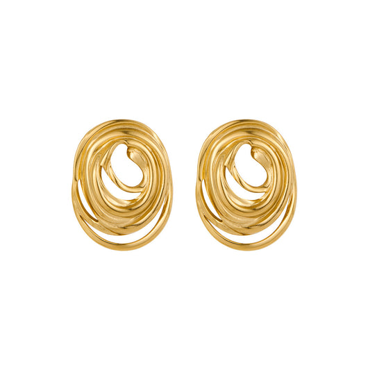 Sculpted Gold Swirl Statement Earrings