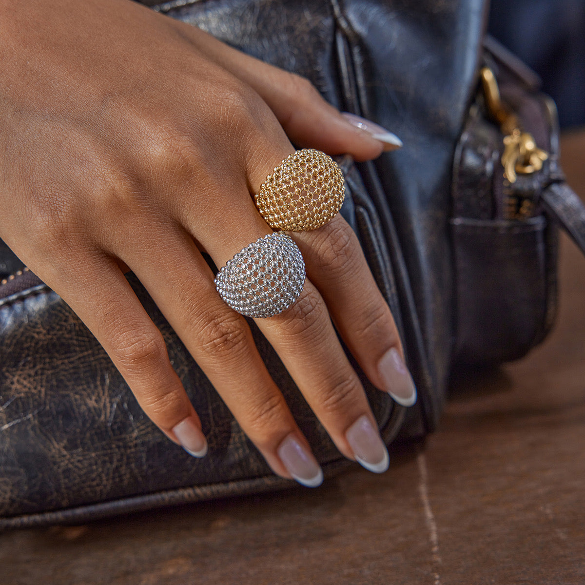 Gold PVD Mesh Ring