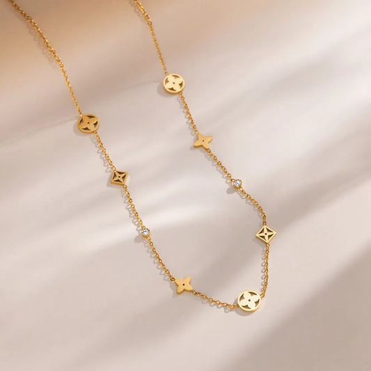 Gold-Tone Floral Charm Necklace