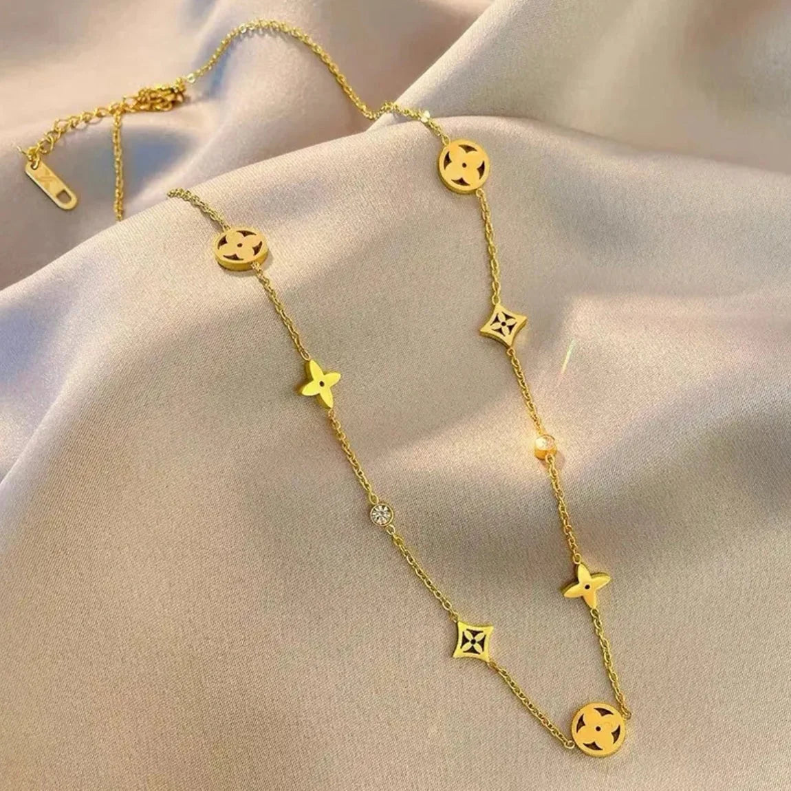Gold-Tone Floral Charm Necklace