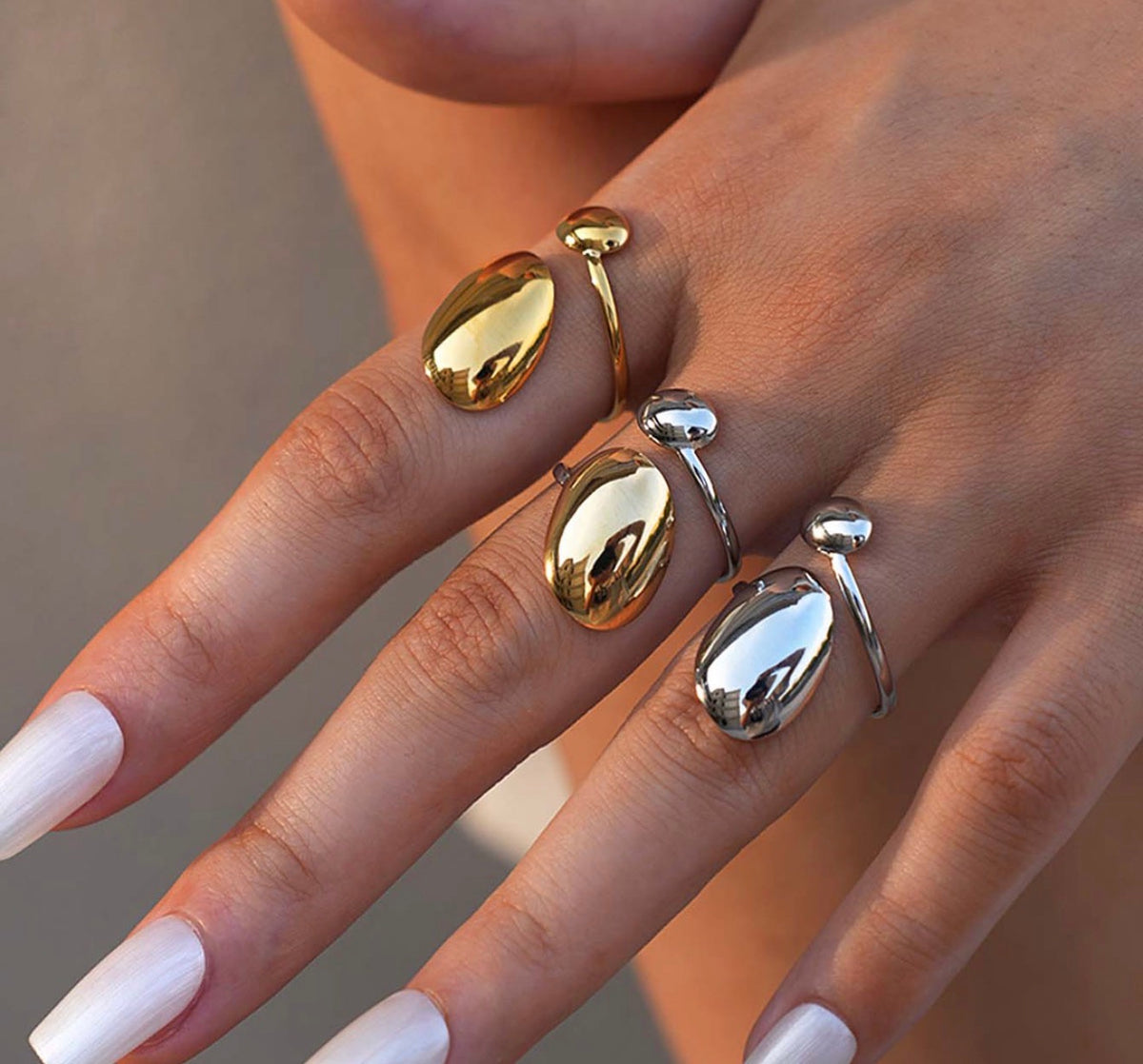 18K Gold Plated Geometric Adjustable Ring