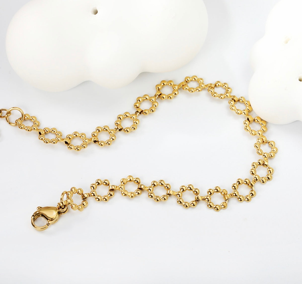 Gold Floral Petal Ring Bracelet