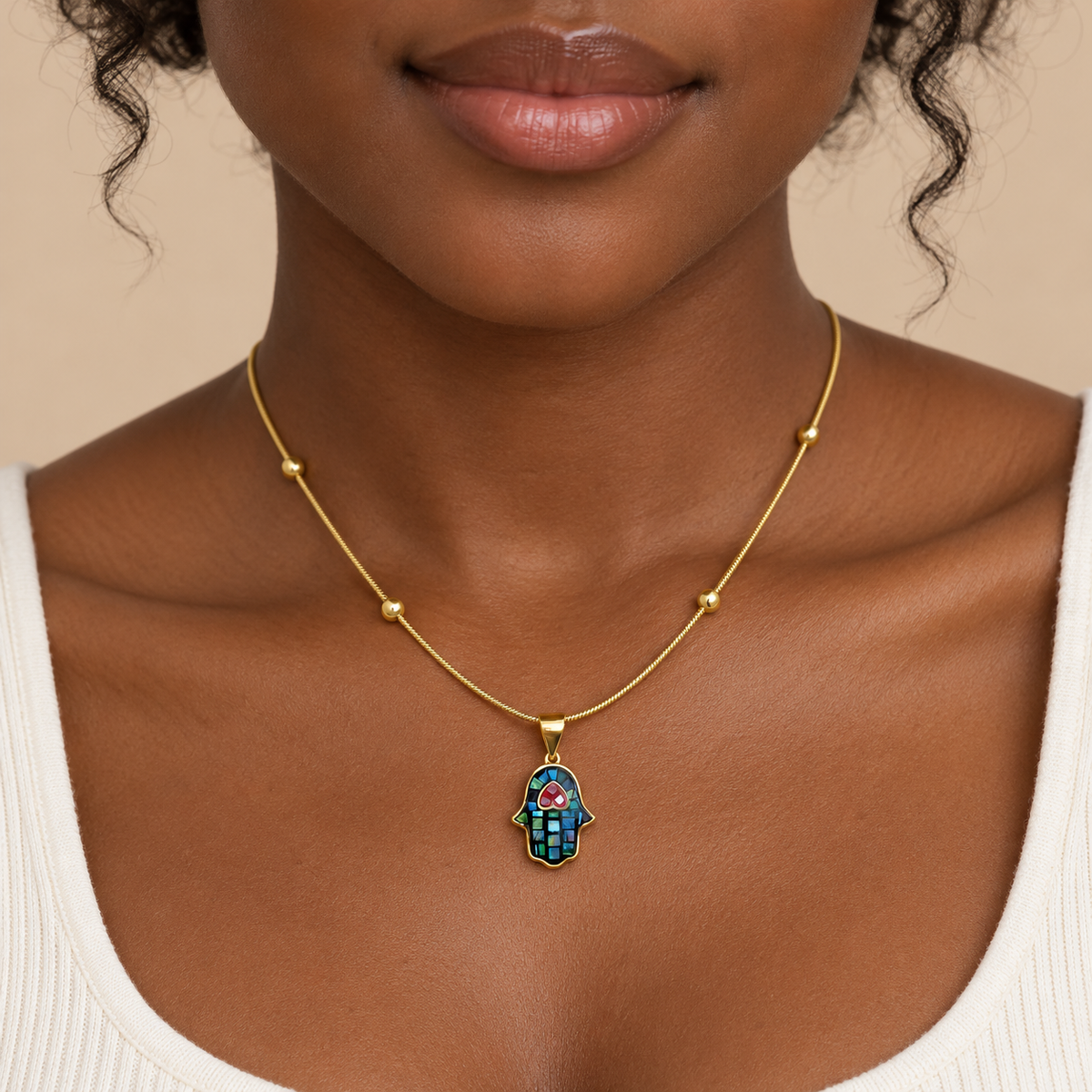 18K Gold-Plated Shell Evil Eye Necklace