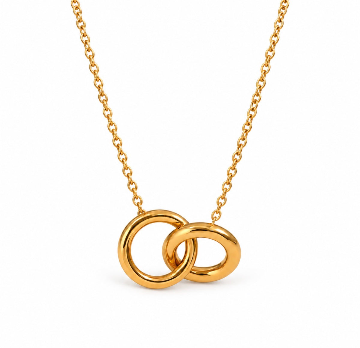 Interlocking Double Circle Pendant Necklace