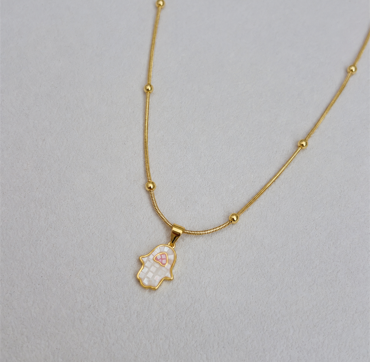 18K Gold-Plated Shell Evil Eye Necklace