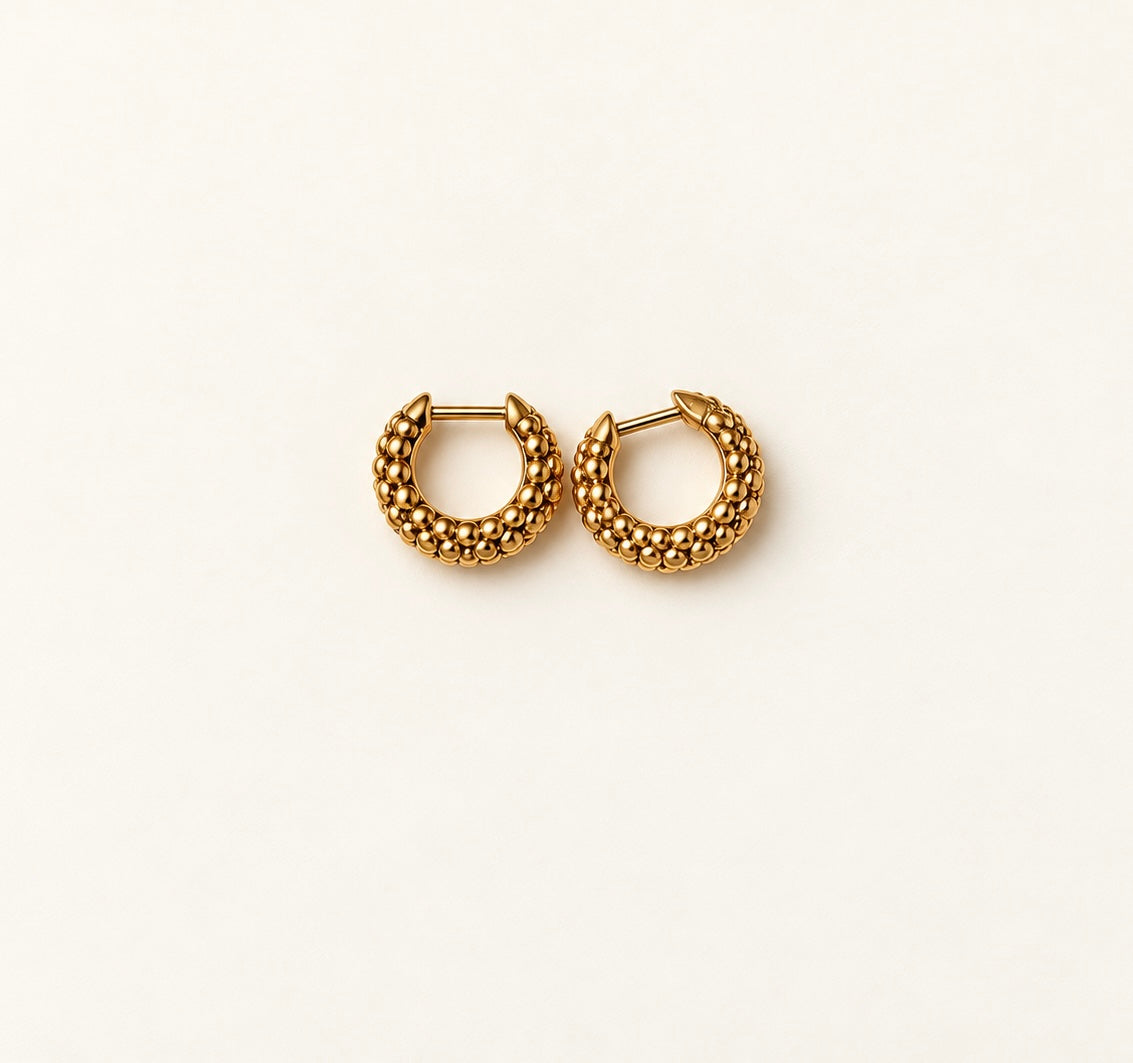 Textured Gold Huggie Hoop Earrings hypoallergenic