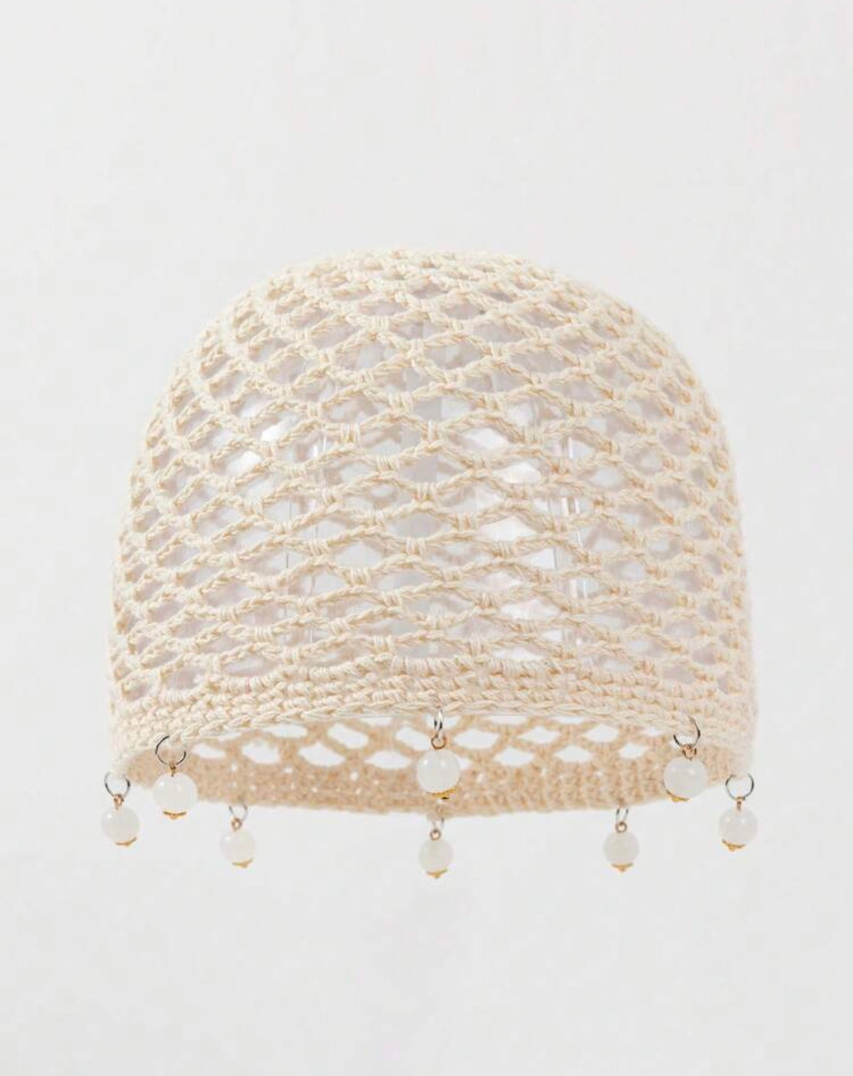 Pearl-Embellished Crochet Bonnet