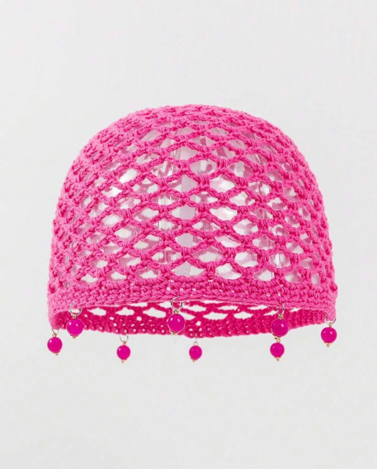 Pearl-Embellished Crochet Bonnet