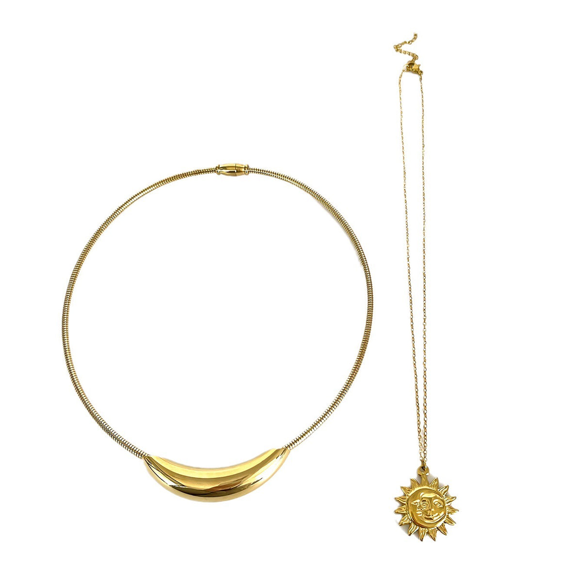 Gold Sun Pendant Necklace for Women – 316L Stainless Steel