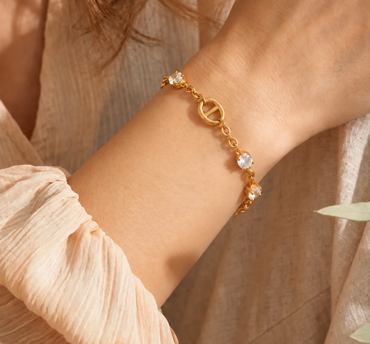 Luxury Multicolor Zircon 18K Gold-Plated Bracelet