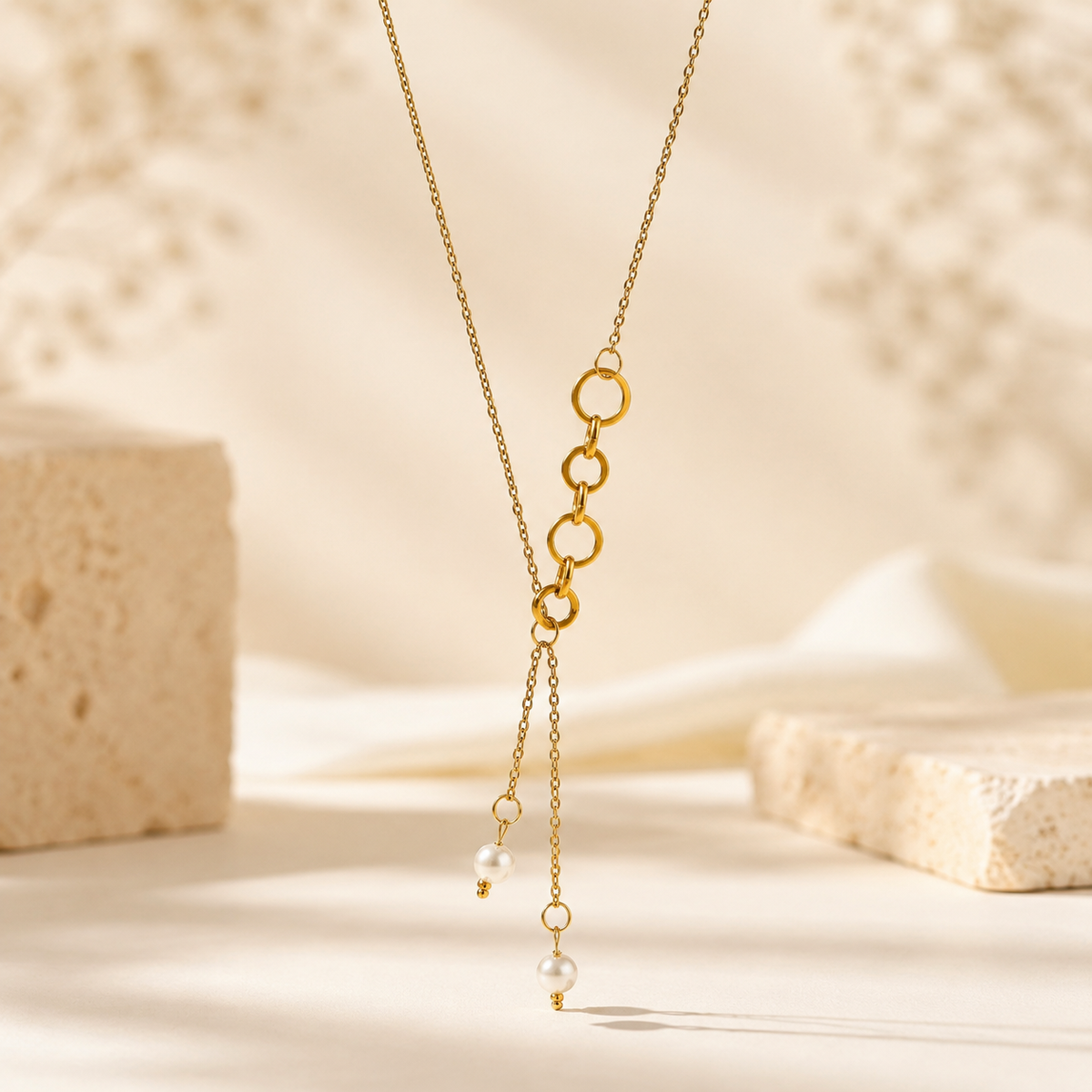 Élan Pearl Drop Lariat Necklace
