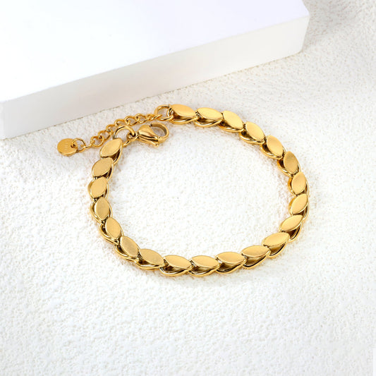 Gold Leaf Link Bracelet